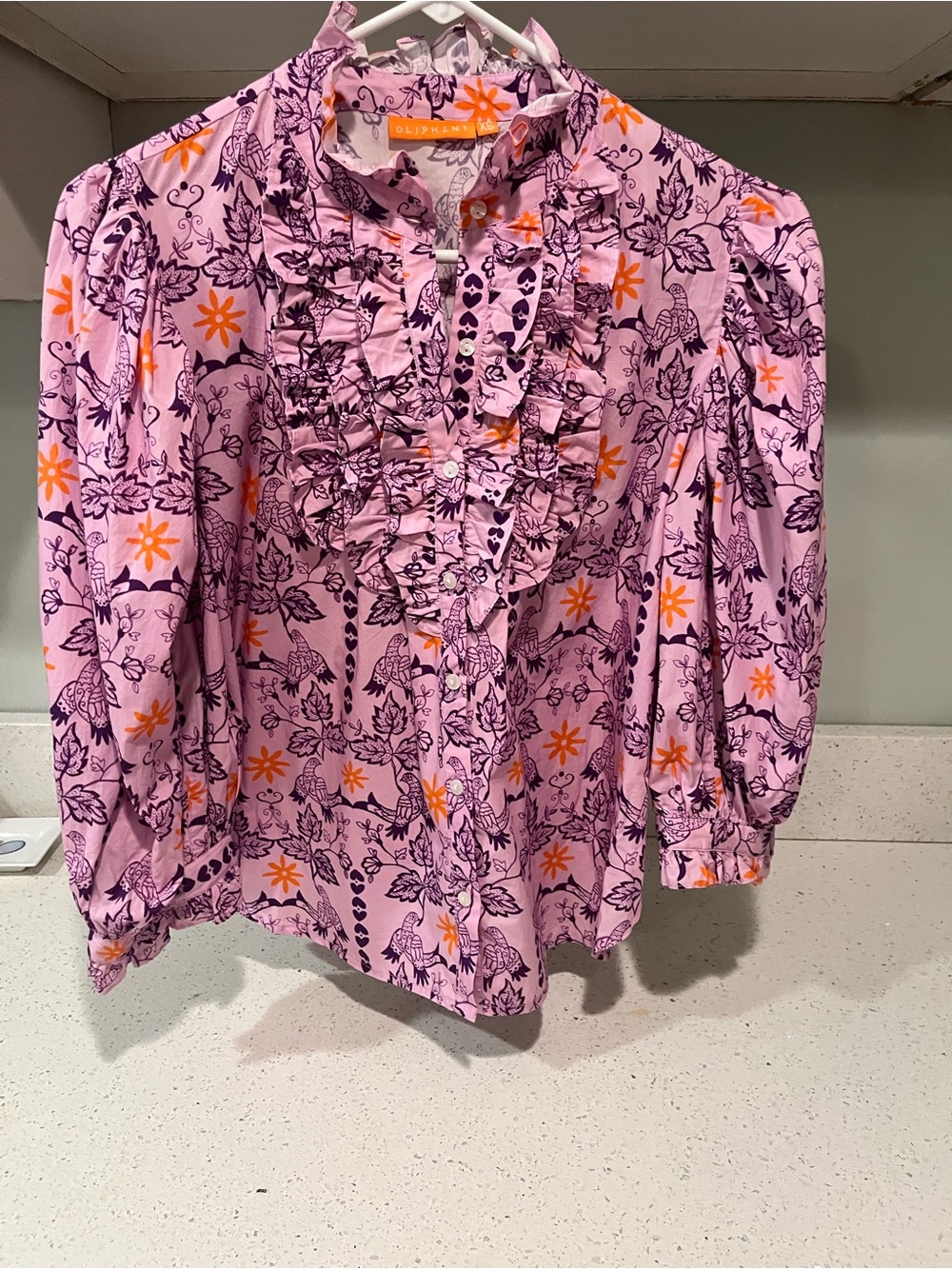 Oliphant Hummingbird Ruffle Blouse- XS - Picture 7 of 10